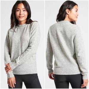 Athleta Grey Heather Transit Crew Work Travel Sweater